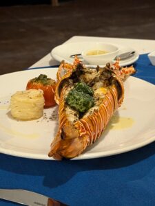 Lobster at Sunset Beach restaurant Mana Island, Fiji.