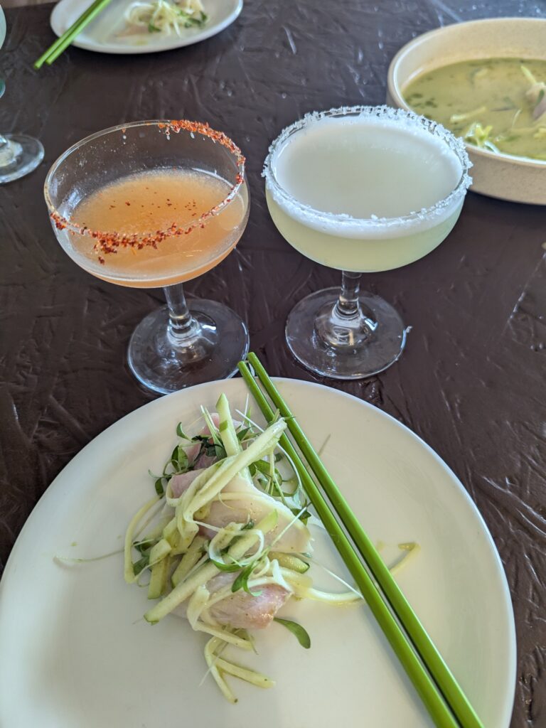Kingfish ceviche and margaritas at restaurant Suki.